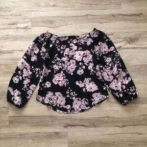 Red Saks Fifth Avenue Black Floral Off Shoulder Blouse